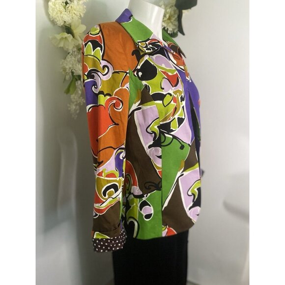 VTG Dana Buchman Size 4 Blazer Jacket Multi Color Abstract Pattern Lined USA EUC - Picture 14 of 16